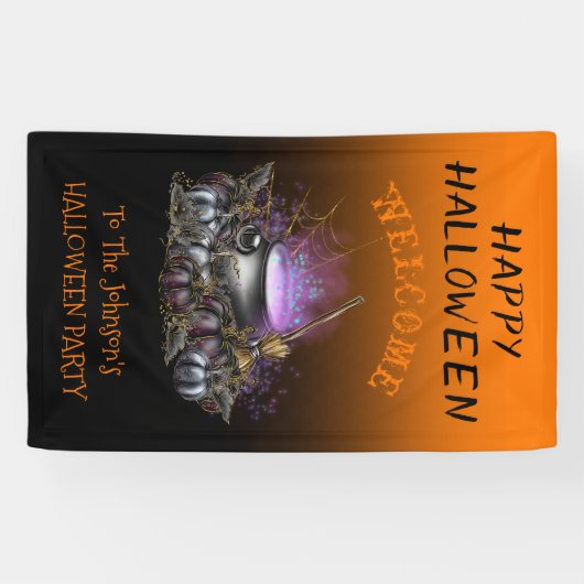 ハッピーハローウィンパーティーデコーカスタムウェルコム  横断幕 (横)