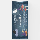 ハッピーハローウィンパーティーバイオレットウィッチウェルカム 横断幕 (縦)