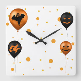 ハッピーハローウィンパーティーバルーン スクエア壁時計