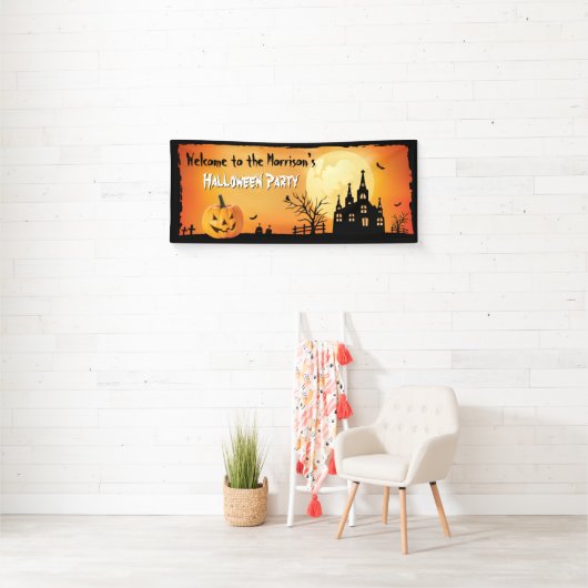 ハッピーハローウィンパーティーパンプキンハ幽霊のよく出るウス 横断幕 (インサイチュ)