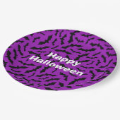 ハッピーハローウィンパーティーパープルこうもり ペーパープレート (アングル)