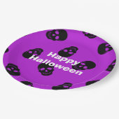 ハッピーハローウィンパーティーパープルスカル ペーパープレート (アングル)