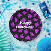 ハッピーハローウィンパーティーパープル幽霊 ペーパープレート (パーティー)