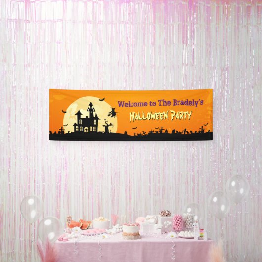 ハッピーハローウィンパーティーホラー幽霊のよく出るハウスゾンビ 横断幕 (パーティー)