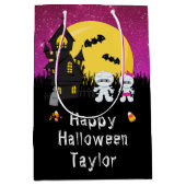 ハッピーハローウィンパーティーミイマダークピンク ミディアムペーパーバッグ (正面)