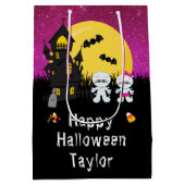 ハッピーハローウィンパーティーミイマダークピンク ミディアムペーパーバッグ (裏面)