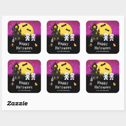 ハッピーハローウィンパーティームミピンク スクエアシール (シート)