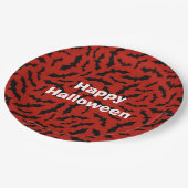 ハッピーハローウィンパーティーレッドこうもり ペーパープレート (アングル)