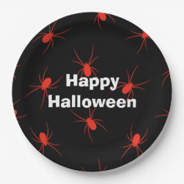 ハッピーハローウィンパーティーレッドスパイダー ペーパープレート
