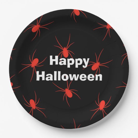 ハッピーハローウィンパーティーレッドスパイダー ペーパープレート (正面)