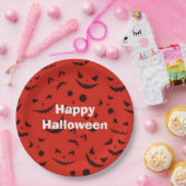 ハッピーハローウィンパーティーレッドパンプキンスマイル ペーパープレート (パーティー)