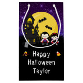 ハッピーハローウィンパーティーヴァンパイアパープル スモールペーパーバッグ (裏面)