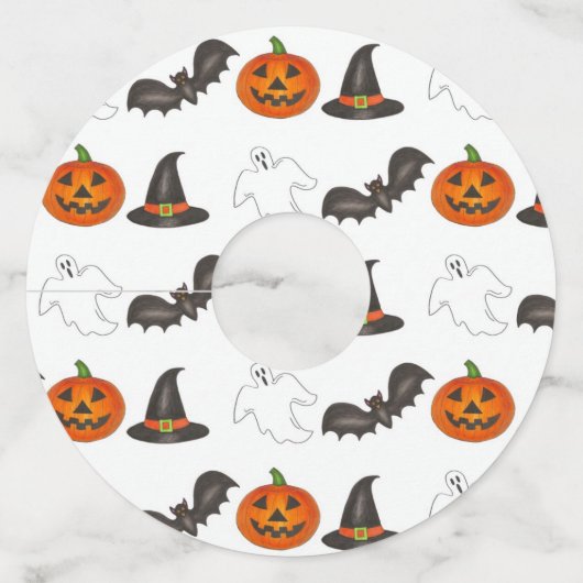 ハッピーハローウィンパーティー幽霊こうもりパンプキンウィッチ ワイングラスタグ (正面)