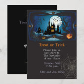 ハッピーハローウィンパーティー「トリートまたはトリック」マジカル 招待状 (正面/裏面)