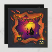 ハッピーハローウィンパーティー「トリートまたはトリック」マジカル 招待状 (正面/裏面)