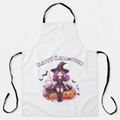 ハッピーハローウィンパープルウィッチカボチャ&こうもりエプロン エプロン (正面)