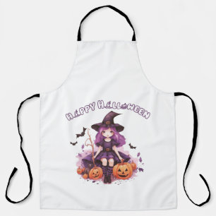 ハッピーハローウィンパープルウィッチカボチャ&こうもりエプロン エプロン