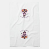 ハッピーハローウィンパープルウィッチカボチャ&こうもり キッチンタオル (縦)