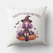 ハッピーハローウィンパープルウィッチカボチャ&こうもり クッション (裏面)