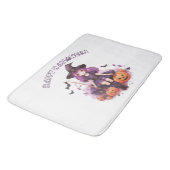 ハッピーハローウィンパープルウィッチカボチャ&こうもり バスマット (アングル)