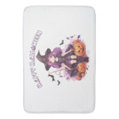 ハッピーハローウィンパープルウィッチカボチャ&こうもり バスマット (正面縦)