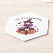 ハッピーハローウィンパープルウィッチカボチャ&こうもり ペーパーコースター (アングル)