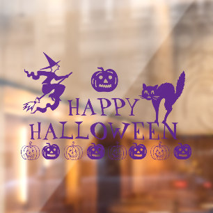 ハッピーハローウィンパープルスプーキュートデコールハウス ウィンドウサイン