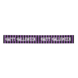 ハッピーハローウィンパープルブラックウィッチストライプズ サテンリボン