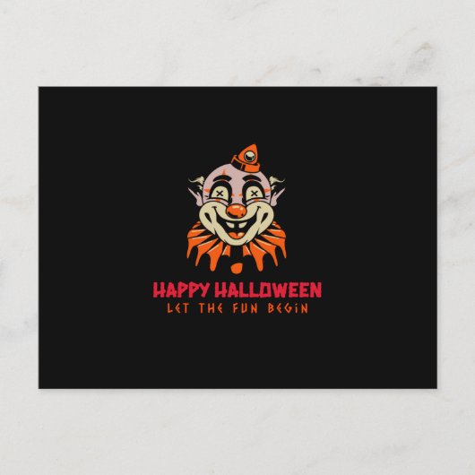 ハッピーハローウィンピエロおもしろい開始 ポストカード (正面)