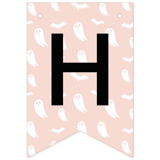 ハッピーハローウィンピンクオレンジブラックハ幽霊のよく出るウス バンティングフラッグ (第1の旗)