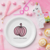 ハッピーハローウィンピンクカボチャ ペーパープレート (パーティー)