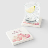 ハッピーハローウィンピンクパンプキンコースター ストーンコースター (横)