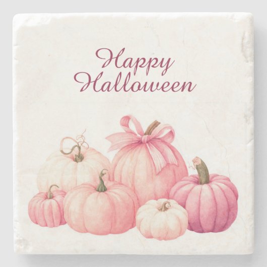 ハッピーハローウィンピンクパンプキンコースター ストーンコースター (正面)