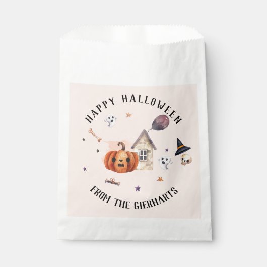 ハッピーハローウィンファミリートリートカスタムパーティー フェイバーバッグ (正面)