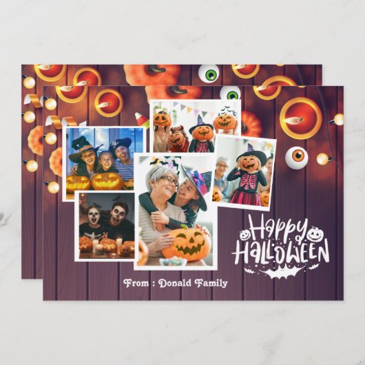 ハッピーハローウィンファミリーフォトカード サンキューカード (正面/裏面)