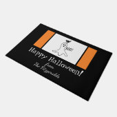 ハッピーハローウィンファミリー引用文幽霊ブラックキャット ドアマット (アングル)