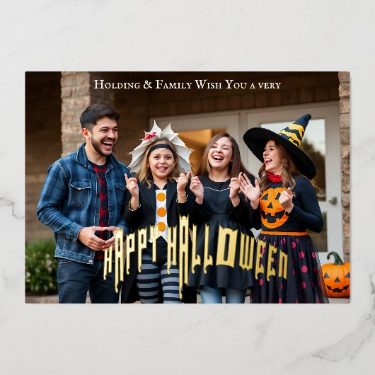 ハッピーハローウィンファミリー – フェスティバルグループの衣装 箔招待状 (正面)