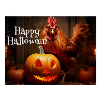 ハッピーハローウィンファームチキンロースターパンプキンパッチ ポスター