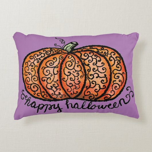ハッピーハローウィンフィリグリー・カボチャ アクセントクッション (正面)