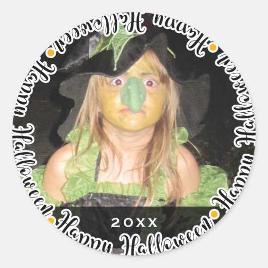 ハッピーハローウィンフォト写真カスタムパーティー ラウンドシール (正面)