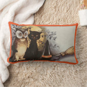 ハッピーハローウィンフクロウ&キャット ランバークッション (ブランケット)