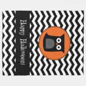 ハッピーハローウィンフクロウ フリースブランケット (正面(横))