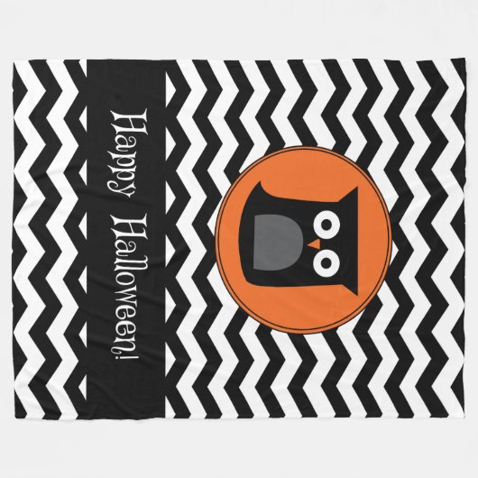 ハッピーハローウィンフクロウ フリースブランケット (正面(横))
