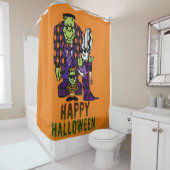 ハッピーハローウィンフランケンシュタインファミリー シャワーカーテン (インサイチュ)
