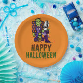 ハッピーハローウィンフランケンシュタインファミリー ペーパープレート (パーティー)