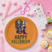 ハッピーハローウィンフランケンシュタインファミリー ペーパープレート (パーティー)