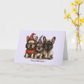 ハッピーハローウィンフランスのブルドッグ カード (黄色い花)