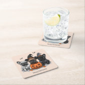 ハッピーハローウィンフランスのブルドッグ スクエアペーパーコースター (インサイチュ)