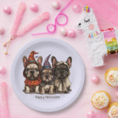 ハッピーハローウィンフランスのブルドッグ ペーパープレート (パーティー)