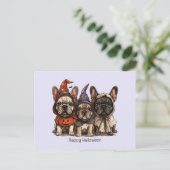 ハッピーハローウィンフランスのブルドッグ ポストカード (スタンド正面)